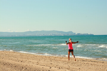 Morning workout by the sea