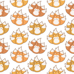 fox kawaii silhouette seamless pattern background, Vector illustration