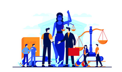 law and justice study and reporting news vector illustration concept template background can be use for presentation web banner UI UX landing page