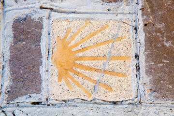 Way of Camino de Santiago or Saint James symbol in a wall.