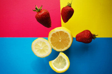Naklejka na ściany i meble strawberry and lemon