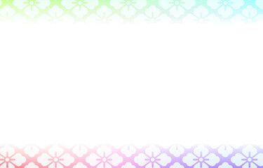 背景素材：淡い虹色グラデーションと和柄パターンのイラスト