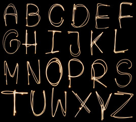 Light Alphabet. Letters from light.