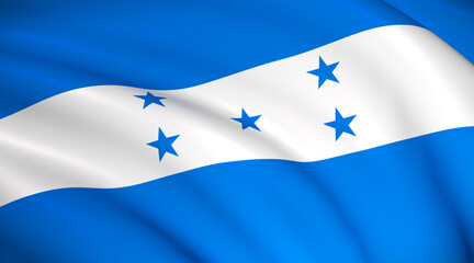 Honduras National Flag (Honduran flag) - waving background illustration. Highly detailed realistic 3D rendering