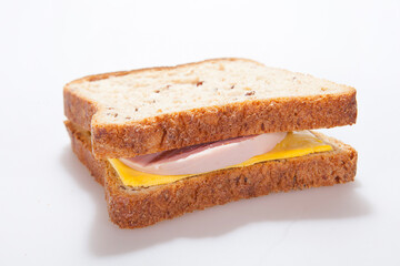 Close up image of the sandwich isolated on the white bachground