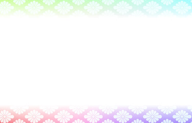 背景素材：淡い虹色グラデーションと和柄パターンのイラスト