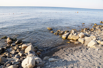 Cleared entrance to the water on a rocky beach