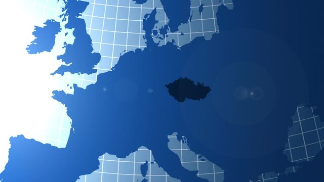 Czech. Zooming into Czech on the globe.