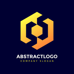 Abstract technology logo template vector icon - Geometric Monogram Design Illustration - Blockchain Network and Connectivity.