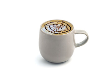 art latte hot coffee cup isolated on white background , drink concept