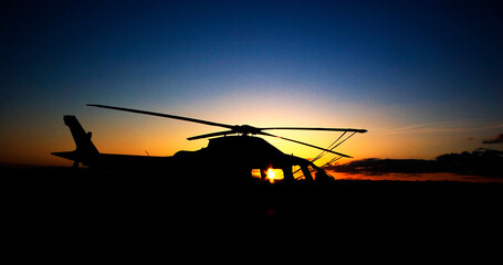 Fototapeta na wymiar Silhouette of an Agusta A109, Oxford United Kingdom.