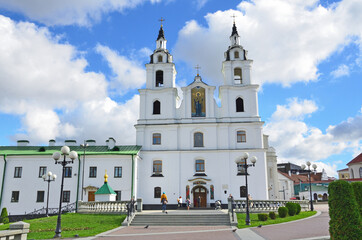 Cathedral of the Descent of the Holy spirit in Minsk in autumn. Belarus