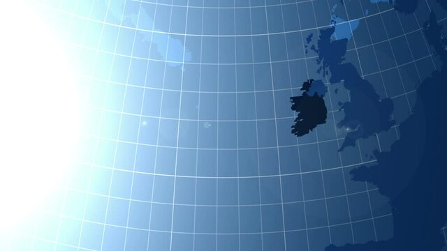 Ireland. Zooming into Ireland on the globe.