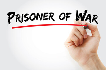 Prisoner of War text with marker, concept background