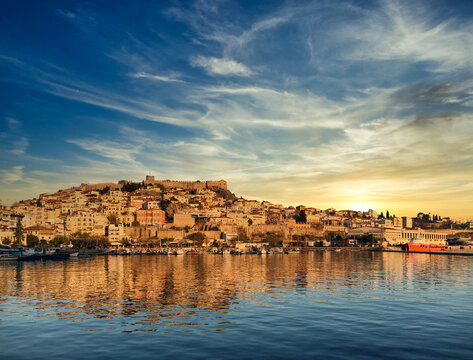 View from the shore of Kavala, Greece