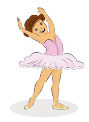 Vector illustration of a little girl ballerina dancing