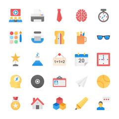 
Icons Set Of Education, School, Students and Study In Flat Design 
