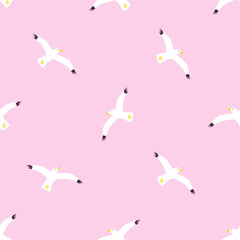 Seamless pattern with seagulls. Vector illustration.	
