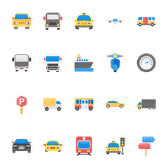 
Pack Of Transport Flat Icons 
