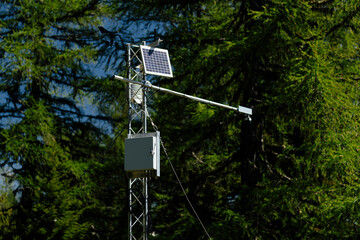 Weather station in the forest close-up.
