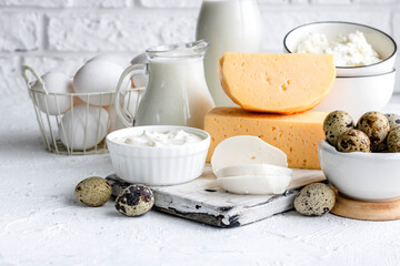 Assorted dairy products. Farm products