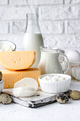 Assorted dairy products. Farm products