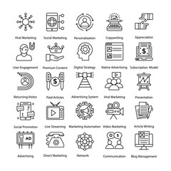 
Internet and Digital Marketing Line Icons 
