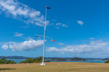 Flagstaff at Waitangi treaty grounds in New Zealand