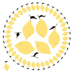 Vector fruit doodle brush with simple lemon shapes. Great for cards, invitations, social media, sticker, marketing.