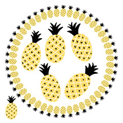 Vector fruit doodle brush with simple pineapple shapes. Great for cards, invitations, social media, sticker, marketing.