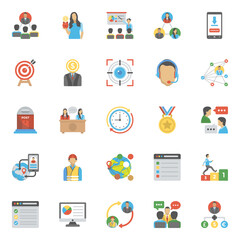 
Pack Of Project Management Flat Vector Icons
