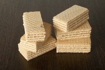 Close-up of wafers on table