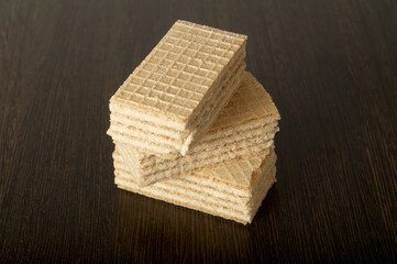 Close-up of wafers on table