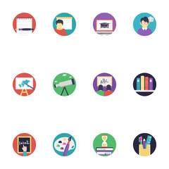 Fototapeta premium Flat Icons Set Of Education 