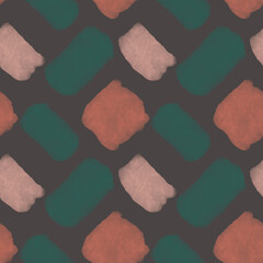 Stains beige pink brush strokes memphis style seamless square pattern. Textural watercolor digital art. Print for fabric, invitation, beauty, banner, poster, wrapping paper, postcard.