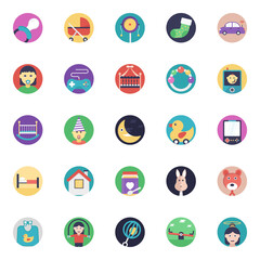 
Flat Vector Icons Set Of Baby and Kids 
