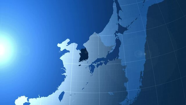 Republic of Korea. Zooming into South Korea on the globe.