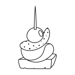 Canape of appetizer vector icon.Line vector icon isolated on white background canape of appetizer.