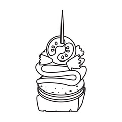 Canape of appetizer vector icon.Line vector icon isolated on white background canape of appetizer.