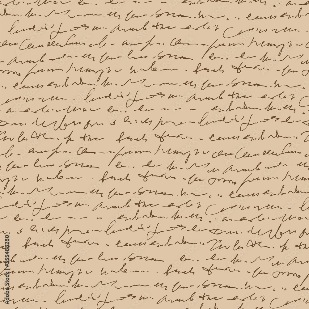Fototapete handwritten abstract text vector seamless pattern, vintage style, ancient handwriting, monochrome sc