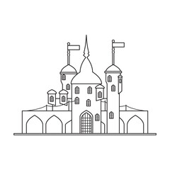 Medieval castle vector icon.Line vector icon isolated on white background medieval castle. © Svitlana