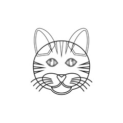Face of cute cat. Domestic animal head, pet icon for creative mascot design.