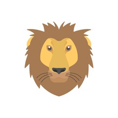 Lion head icon on white background. Flat animal face icon for creative mascot, logo design.