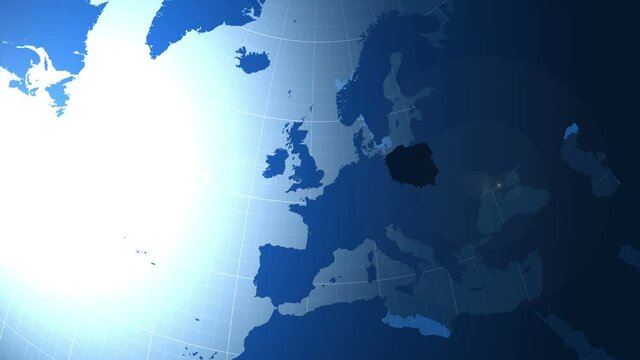 Poland. Zooming into Poland on the globe.