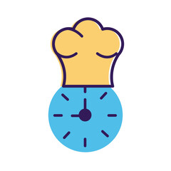 watch clock with chef hat line and fill style icon