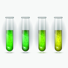 test tubes with green liquid