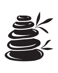 zen stones with bamboo leaves