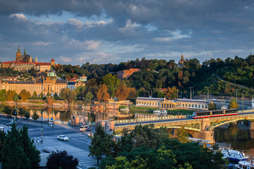 A summer afternoon near the city center of Prague, next to the Vltava river.
