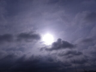 Purple sky and clouds in the rainy season