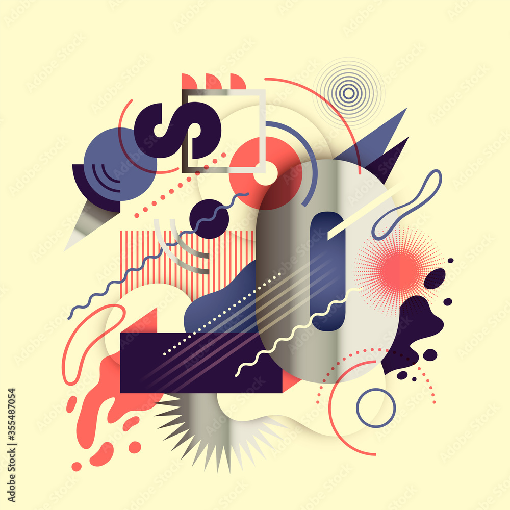 Poster abstract design made of various shapes and typography. vector illustration.